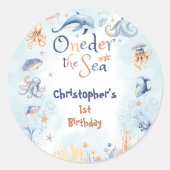 Blue Oneder the sea first birthday Sticker (Vorderseite)