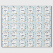 Blue Oneder the sea first birthday Sticker Geschenkpapier (Flach)