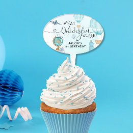 Blue ONEderful World 1. Geburtstag Kuchenaufsatz