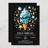 Blue Online Elegante Boy Ice Einladung (Vorne/Hinten)