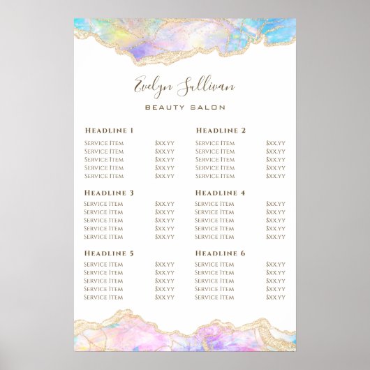 Blue Opal Design Preisliste Poster (Vorne)