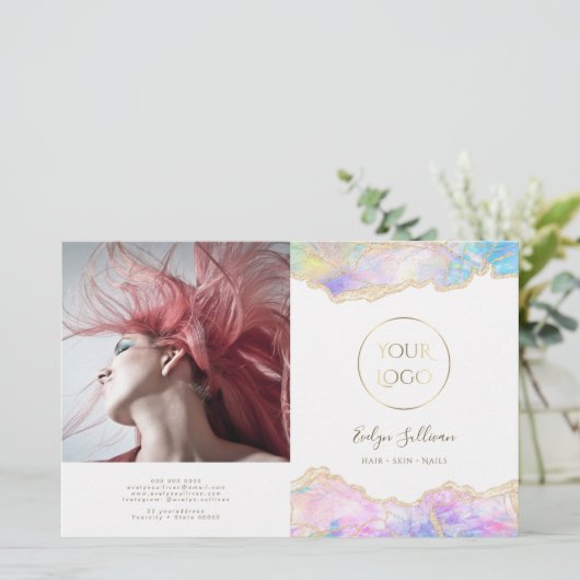 Blue Opal Design Zweifach-Broschüre (Stehend Vorderseite)