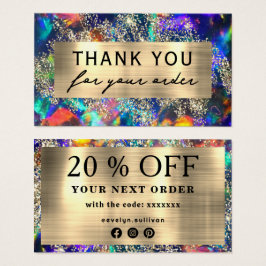 Blue-Opal-Discount-Karte Gold Glitzer