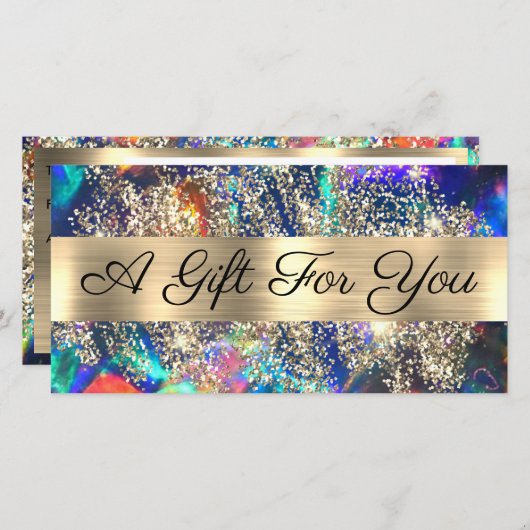 Blue Opal Geschenkgutschein für Gold Glitzer (Vorne/Hinten)