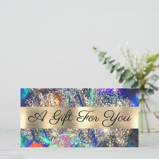 Blue Opal Geschenkgutschein für Gold Glitzer (Stehend Vorderseite)