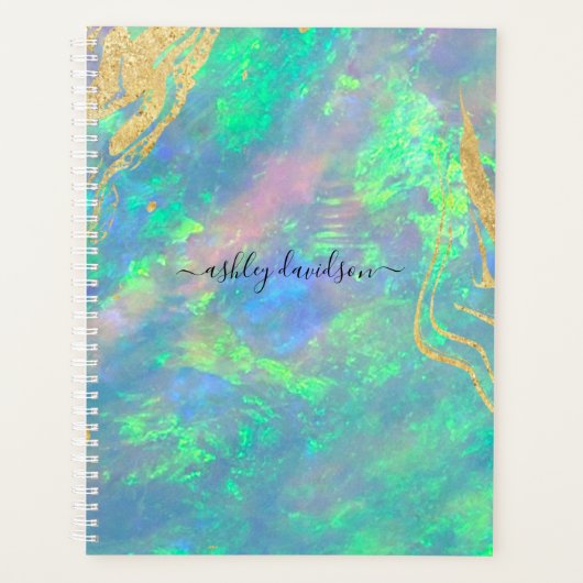 Blue Opal Gold Marble Custom Yeypplaner Planer (Vorderseite)