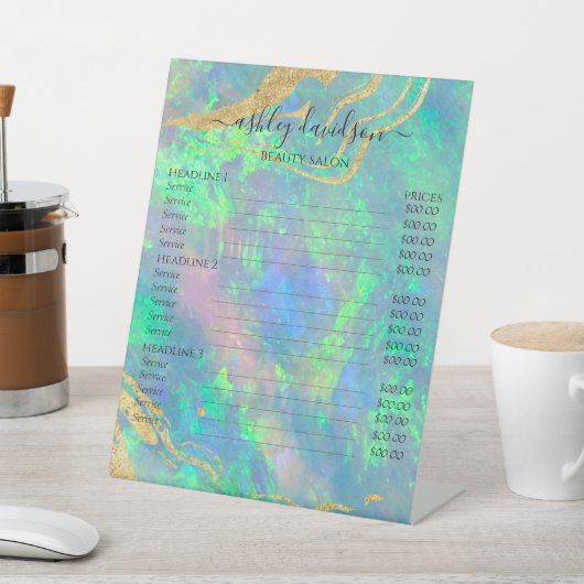 Blue Opal Gold Marble Modern Glam Sockelschild (In SItu)