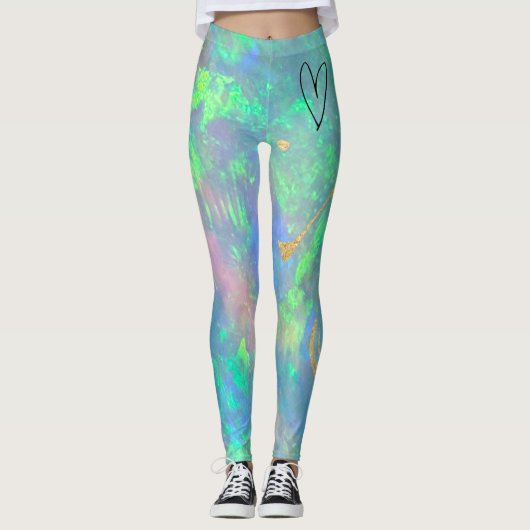 Blue Opal Heart Leggings (Vorderseite)
