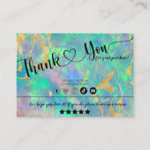 Blue Opal Iridescent Vielen Dank Business Card Visitenkarte (Vorderseite)