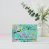 Blue Opal Iridescent Vielen Dank Business Card Visitenkarte (Stehend Vorderseite)