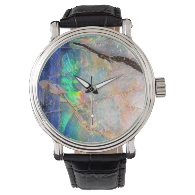 Blue Opal Print Watch Armbanduhr (Vorderseite)