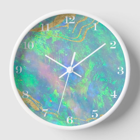 Blue Opal Stone Wall Clock Uhr (Vorderseite)