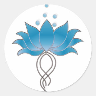 Blue Open Lotus Runder Aufkleber
