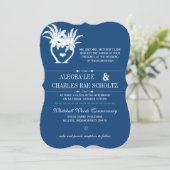 Blue Opulence Palm Tree Zielort Einladung (Stehend Vorderseite)