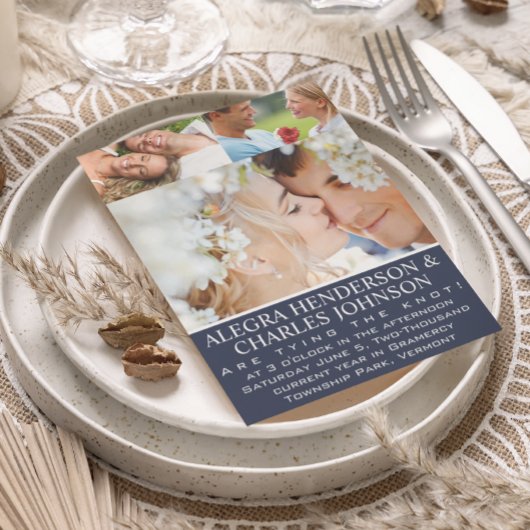 Blue Opulence Your Foto Typografy Wedding Einladung