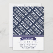 Blue Opulence Your Foto Typografy Wedding Einladung (Rückseite)