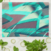 Blue or Cyan Streaks on Red, Drizzled Image Geschirrtuch (Gefaltet)