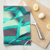 Blue or Cyan Streaks on Red, Drizzled Image Geschirrtuch (Viertel Falte)