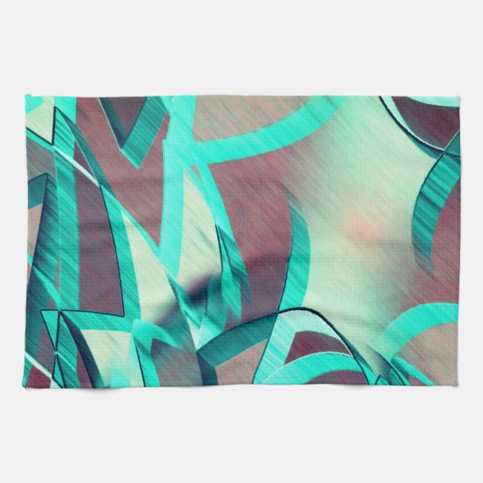 Blue or Cyan Streaks on Red, Drizzled Image Geschirrtuch (Horizontal)