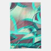 Blue or Cyan Streaks on Red, Drizzled Image Geschirrtuch (Vertikal)