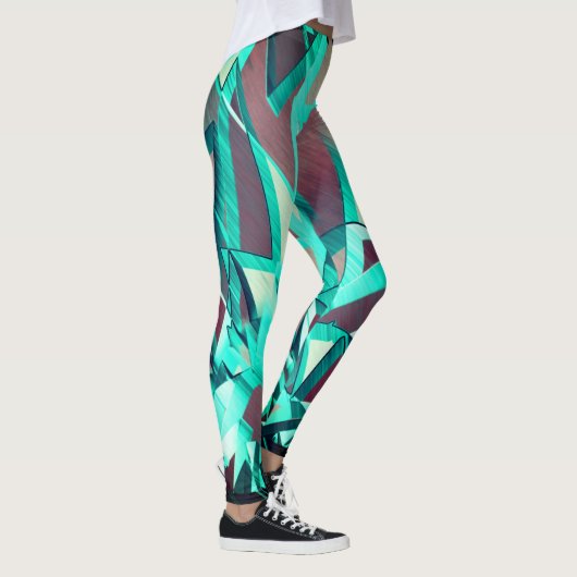 Blue or Cyan Streaks on Red, Drizzled Image Leggings (Rechts)