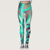 Blue or Cyan Streaks on Red, Drizzled Image Leggings (Vorderseite)