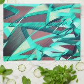 Blue or cyan streaks up red, drizzled image geschirrtuch (Gefaltet)