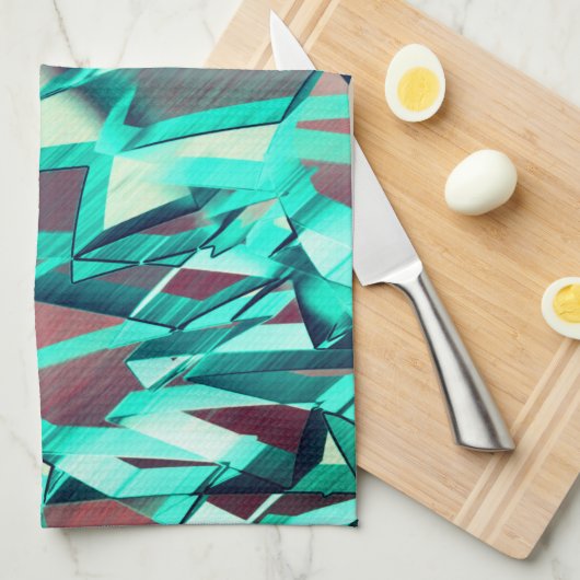 Blue or cyan streaks up red, drizzled image geschirrtuch (Viertel Falte)