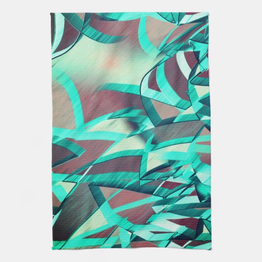 Blue or cyan streaks up red, drizzled image geschirrtuch (Vertikal)