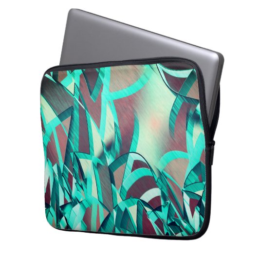 Blue or cyan streaks up red, drizzled image laptopschutzhülle (Vorderseite Links)