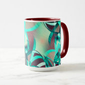 Blue or cyan streaks up red, drizzled image tasse (VorderseiteRechts)