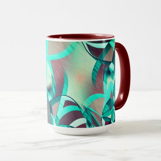 Blue or cyan streaks up red, drizzled image tasse (VorderseiteRechts)