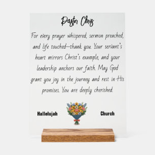 Blue Orang Blume Pastor Bewertung Akryllisches Zei Acrylschild