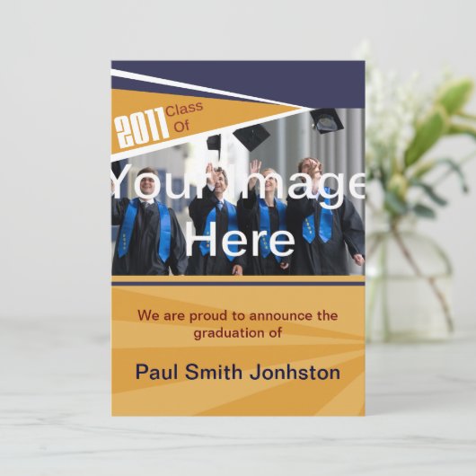 Blue & Orange Abschluss Ankündigung (Stehend Vorderseite)