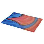 Blue Orange Abstract Art Glass Cutting Board Schneidebrett (Ecke)