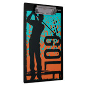 Blue Orange Abstrakt Art Golf Klemmbrett (Rechts)