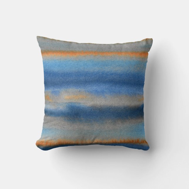Blue Orange Abstrakt Stripes Kissen (Vorderseite)