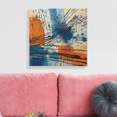 Blue Orange Abstrakt Watercolor Wand Kunst (Insitu (Wohnzimmer))