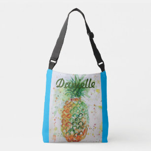 Blue Orange Ananas Girls Name Art Crossbody Bag Tragetaschen Mit Langen Trägern