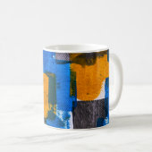 Blue, orange, and gray abstract art kaffeetasse (VorderseiteRechts)