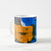 Blue, orange, and gray abstract art kaffeetasse (Vorderseite Links)