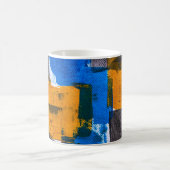 Blue, orange, and gray abstract art kaffeetasse (Mittel)