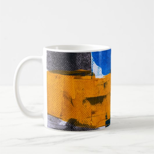 Blue, orange, and gray abstract art kaffeetasse (Links)