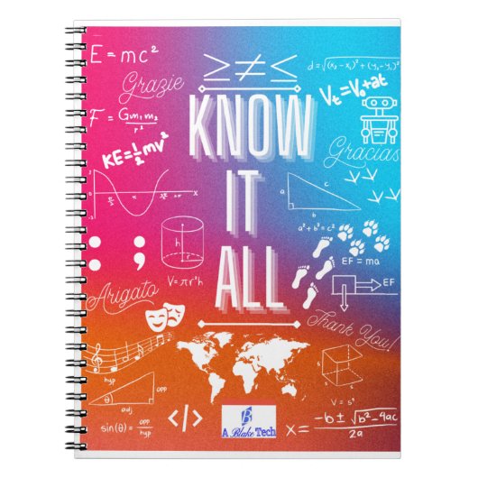 Blue Orange and Pink Ombre "Know It All" Notebook Notizblock (Vorderseite)