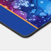 Blue Orange Aquamarin Alcohol Tinte Floral Monogra Schreibtischunterlage (Ecke)