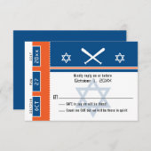 Blue Orange Bar Mitzvah Baseball Ticket UAWG RSVP Karte (Vorne/Hinten)