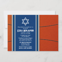 Blue Orange Basketball Bar Mitzvah Einladung