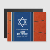 Blue Orange Basketball Bar Mitzvah Rett Date Magnetkarte (Vorne/Hinten)
