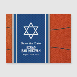 Blue Orange Basketball Bar Mitzvah Rett Date Magnetkarte