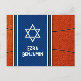 Blue Orange Basketball Bar Mitzvah Vielen Dank Postkarte